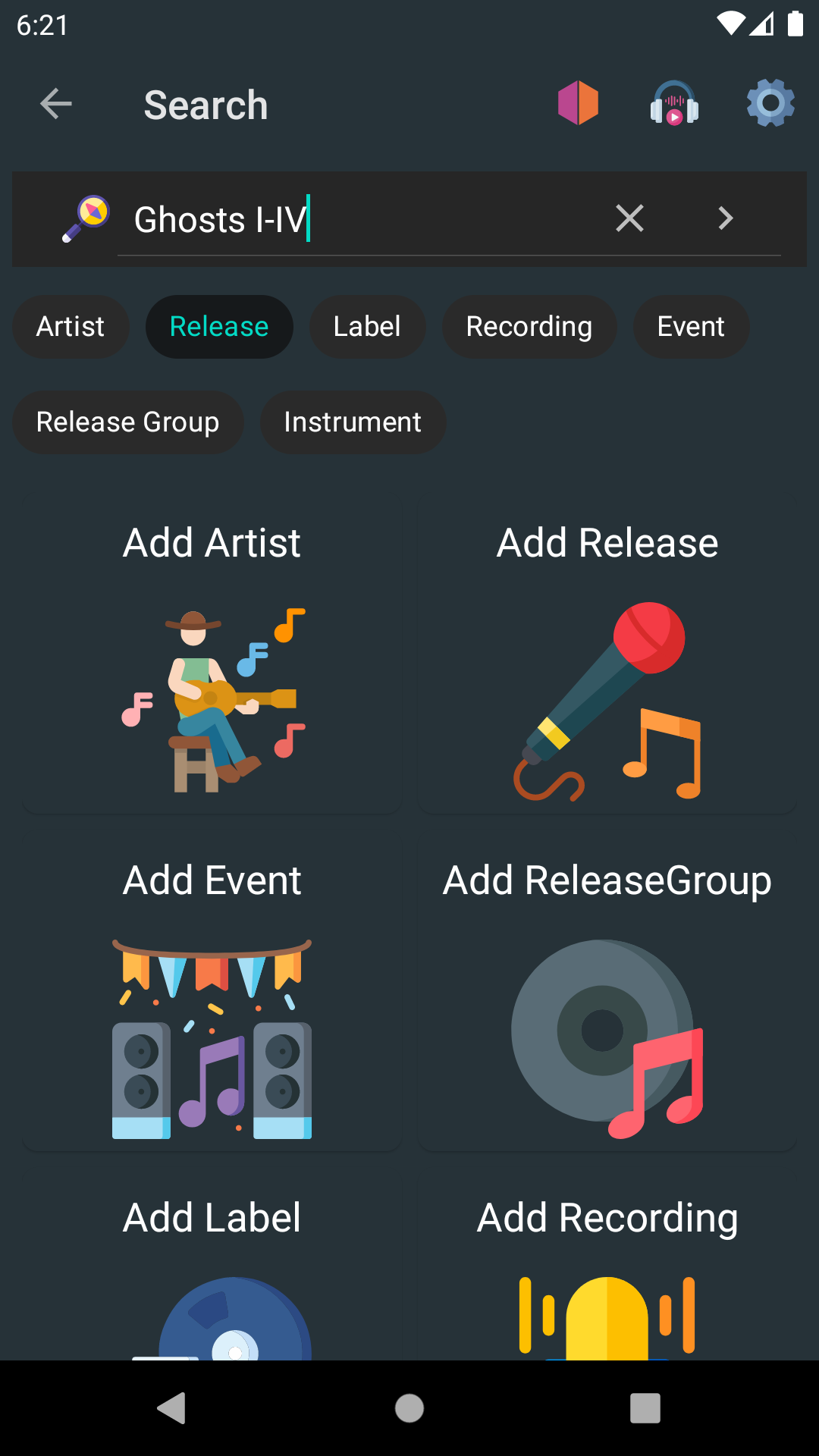 Sortie de MusicBrainz pour Android : recherche